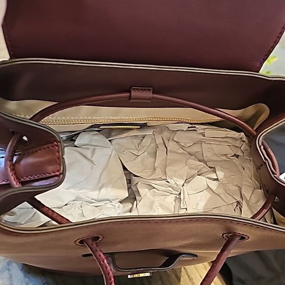 Ralph Lauren winny backpack NWT fine grain cow leather wine color - Picture 8 of 11